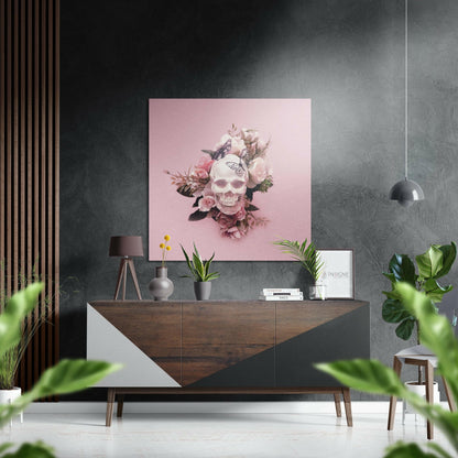 Floral butterfly skull metal wall art design