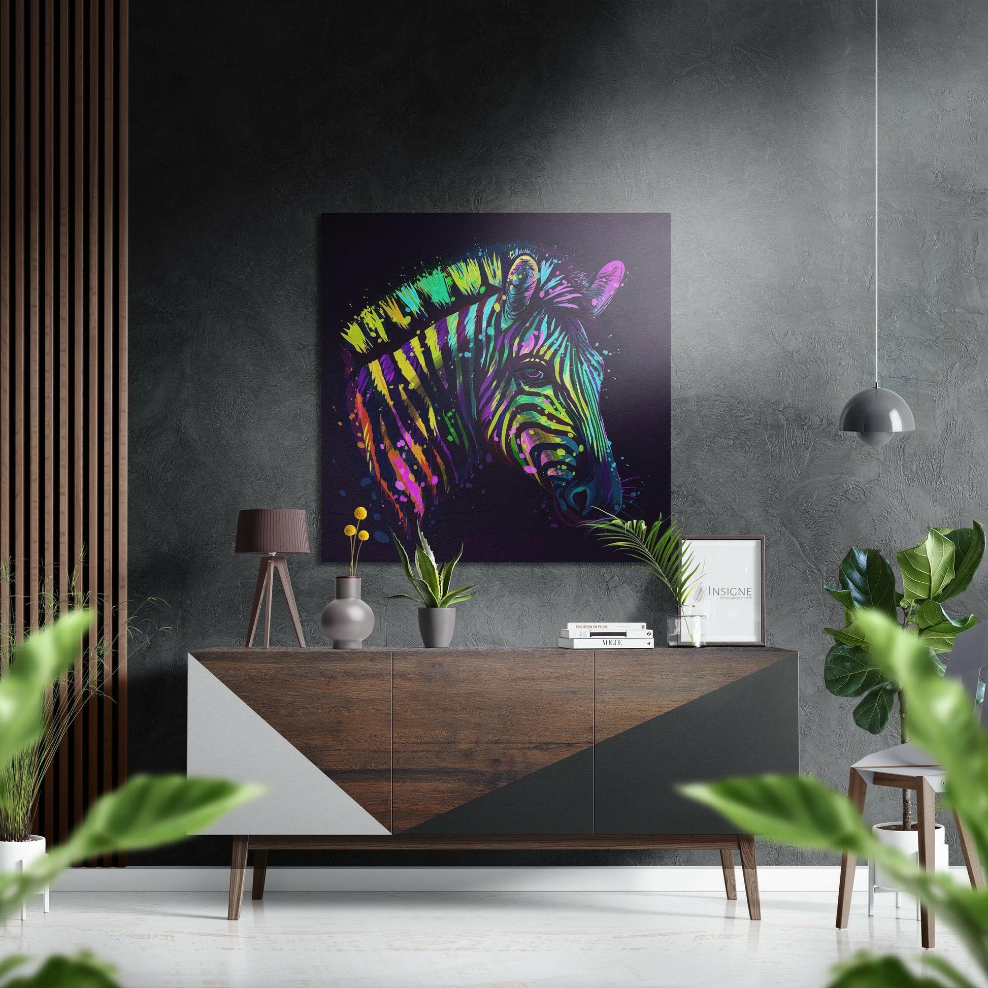 Zebra brushed aluminum wall art