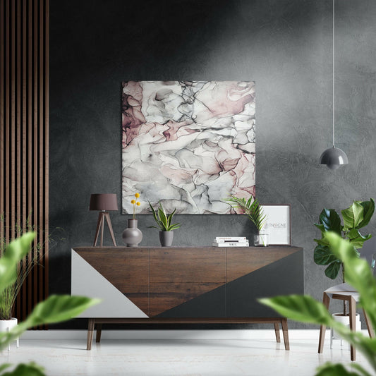 White Pink Marble Metal Wall Art