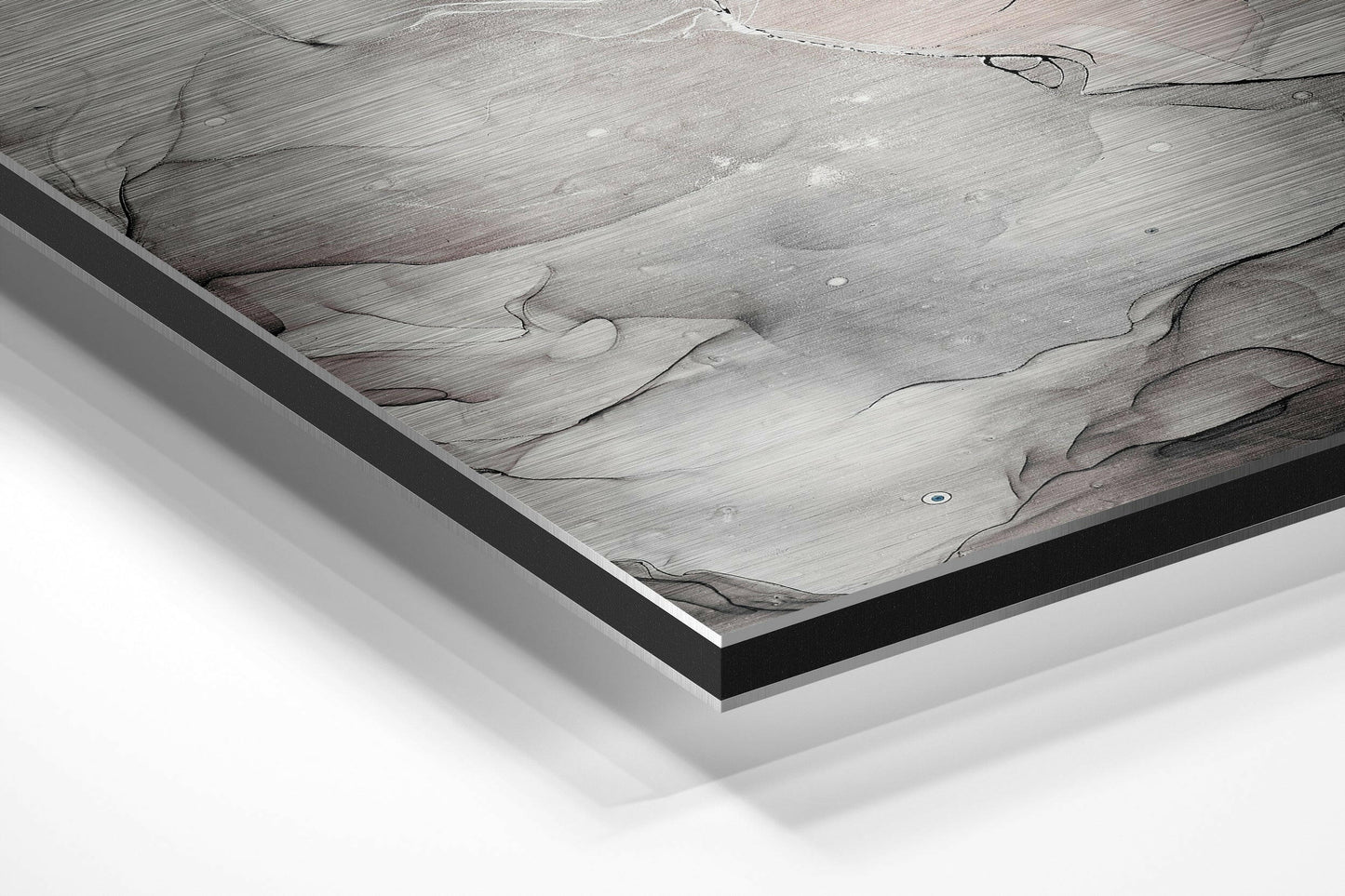 White Pink Veined Marble Metal Wall Art