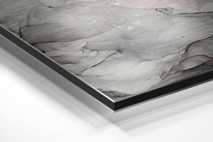 White Pink Veined Marble Metal Wall Art