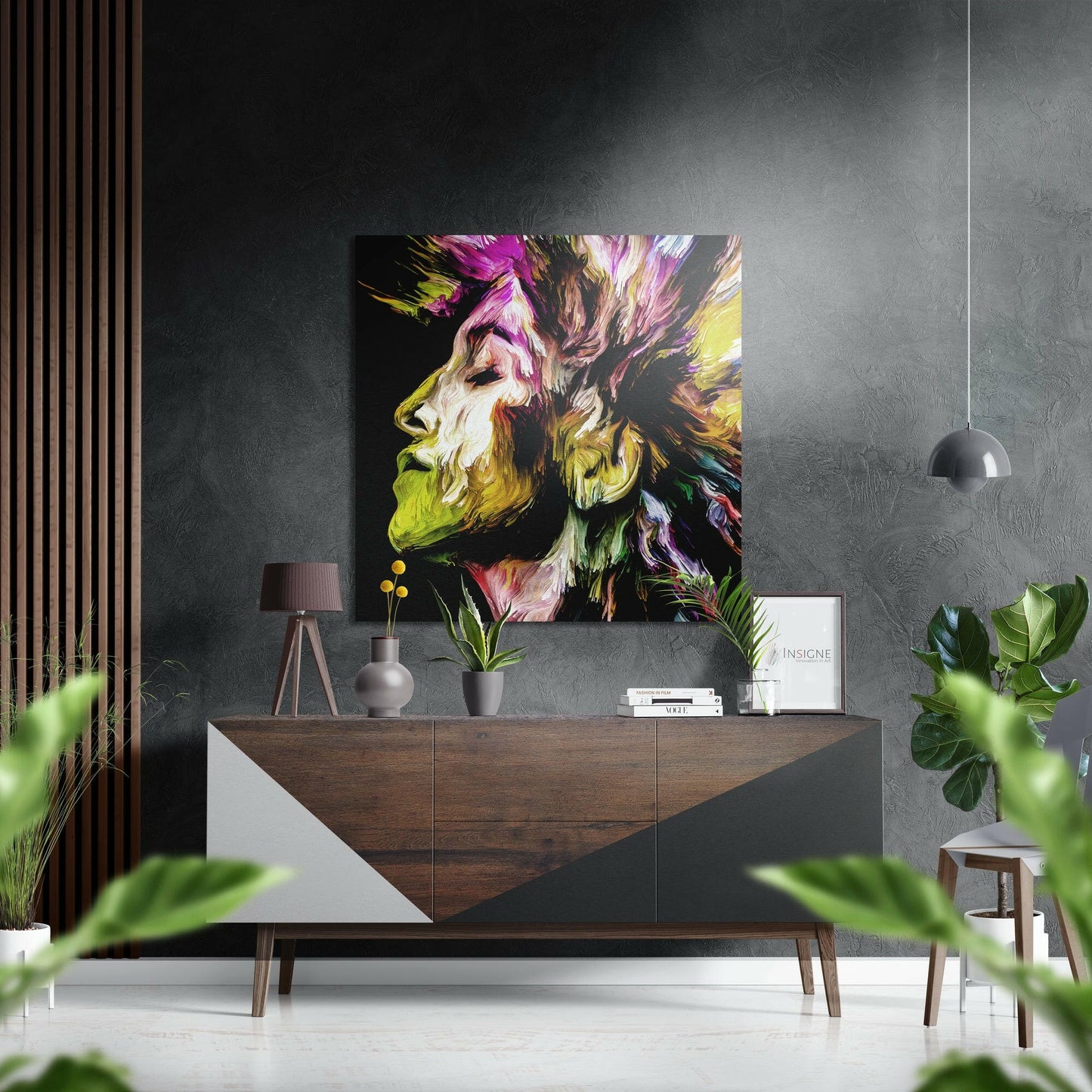Yellow Magenta Brushstroke Art