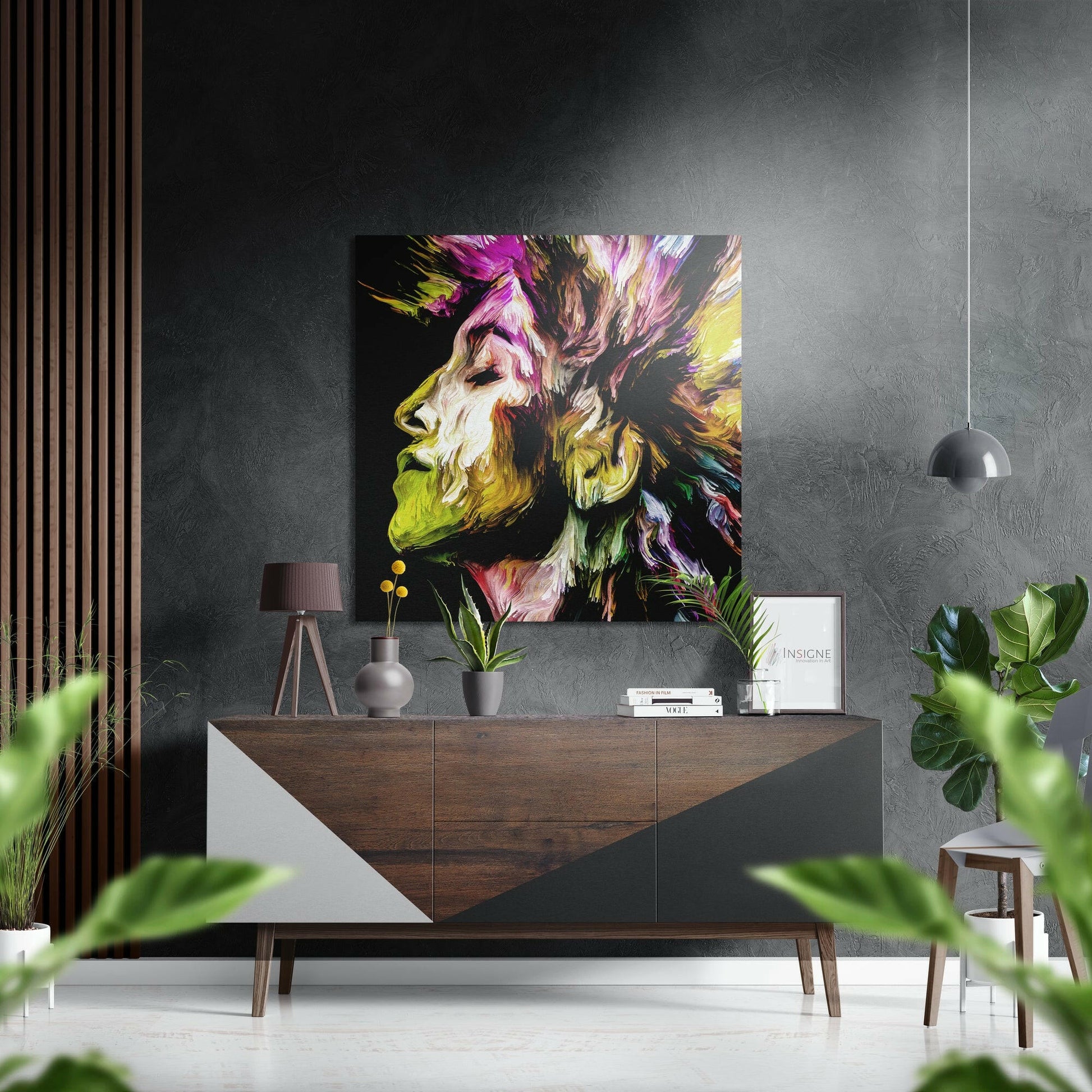 Yellow Magenta Brushstroke Art