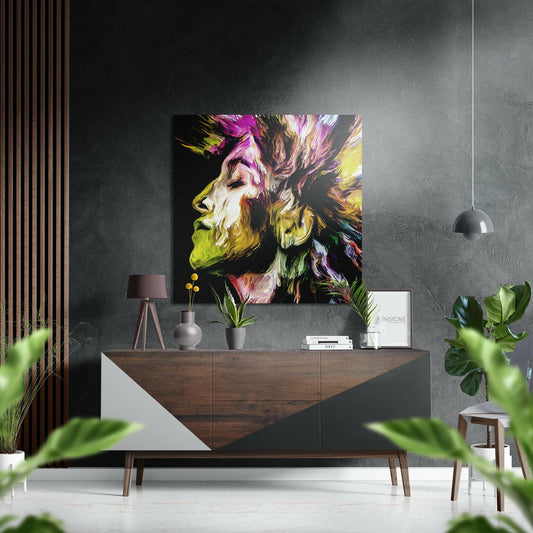 Yellow Magenta Brushstroke Art