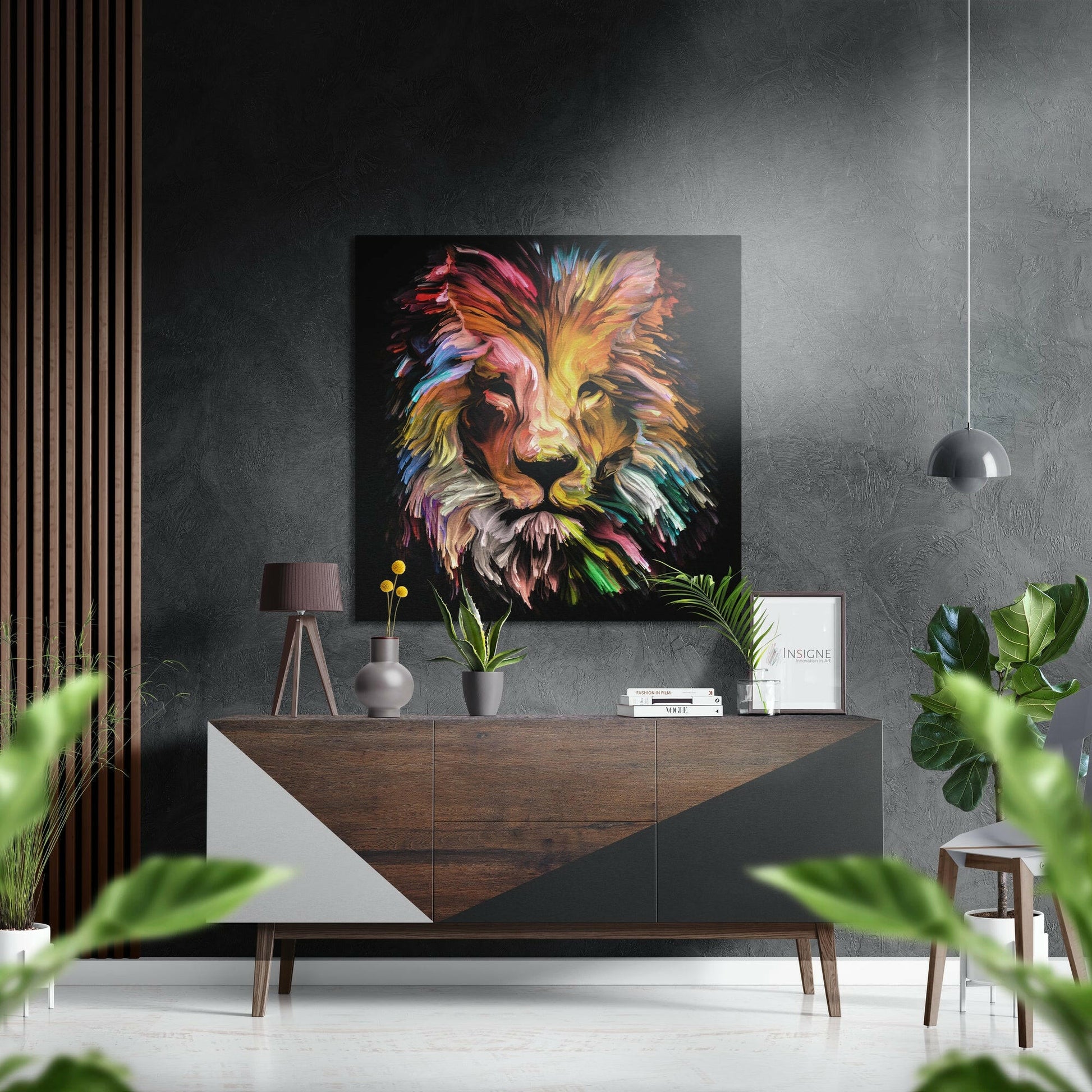 Warm Palette Knife Lion Metal Wall Art