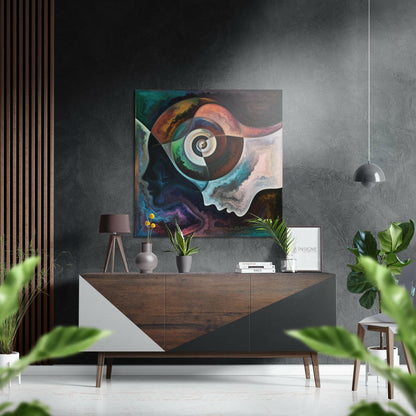 Spiral eye profiles metal wall art abstract portrait