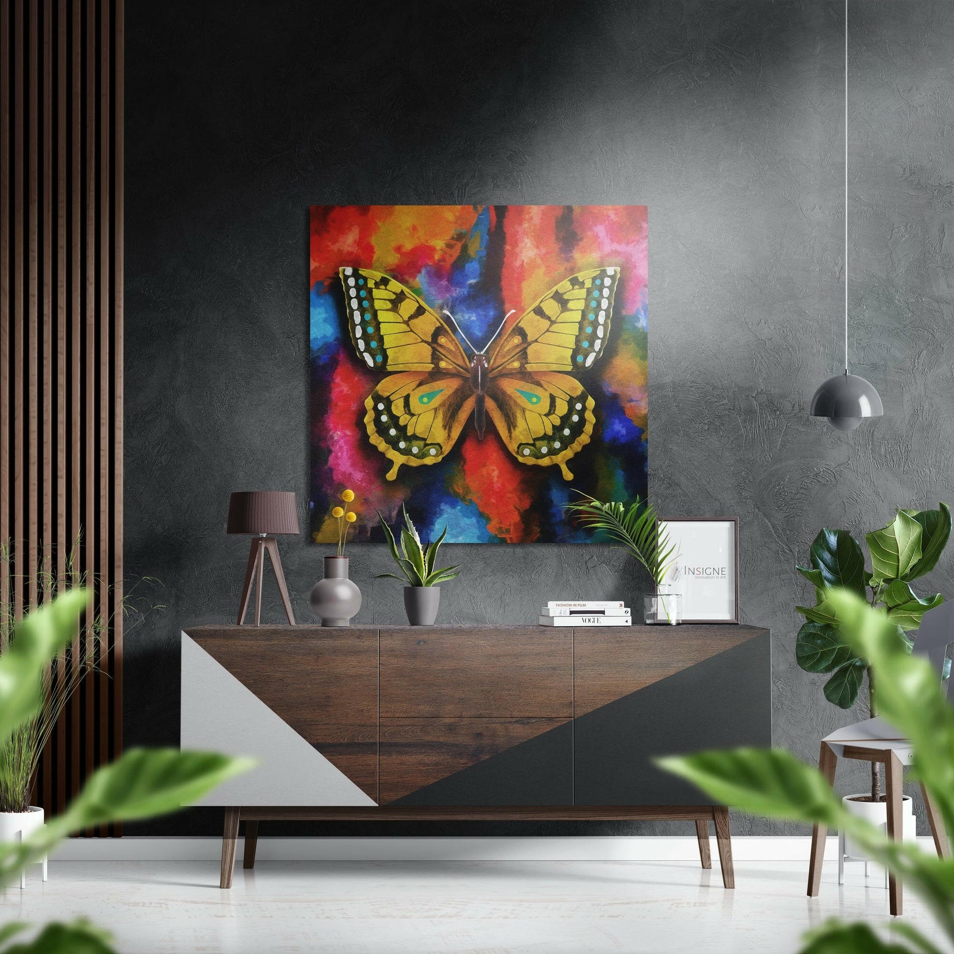 Butterfly brushed aluminum metal wall art
