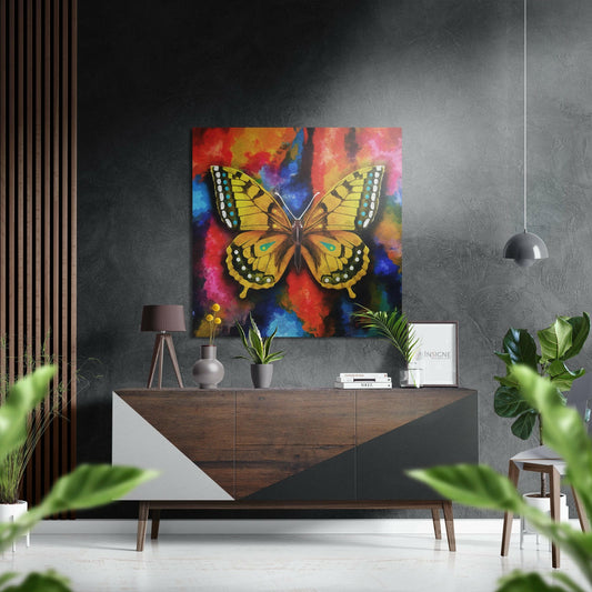 Butterfly brushed aluminum metal wall art