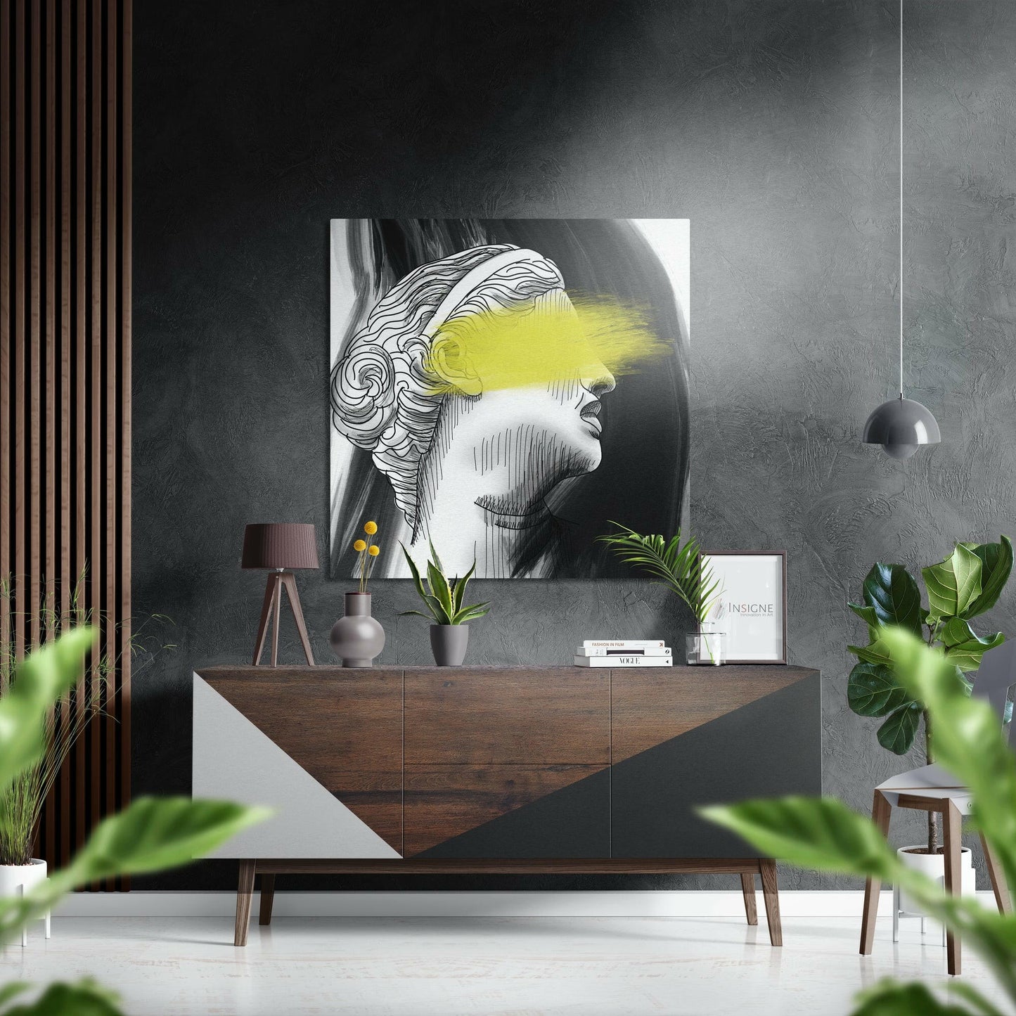 Yellow protest metal wall art print