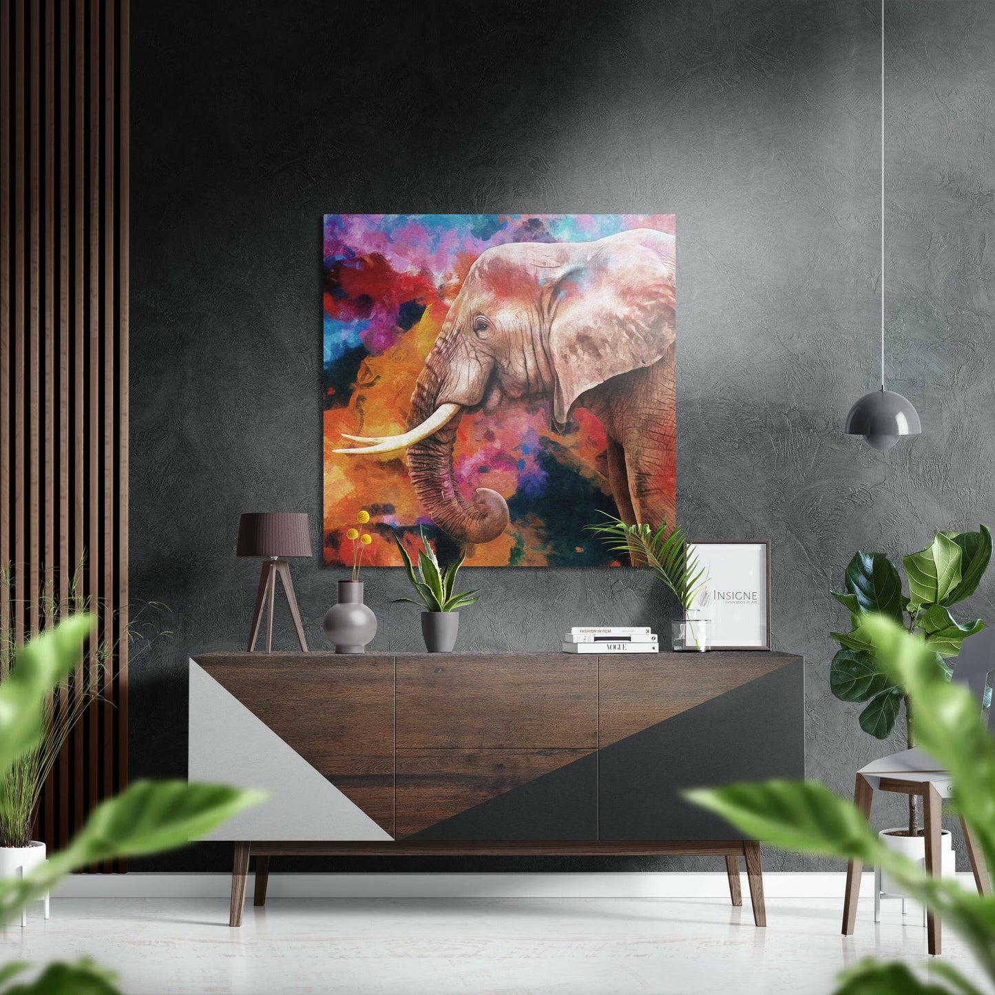 Elephant brushed aluminum wall art wildlife portrait textured dibond metal