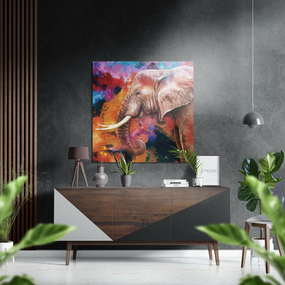 Elephant brushed aluminum wall art wildlife portrait textured dibond metal