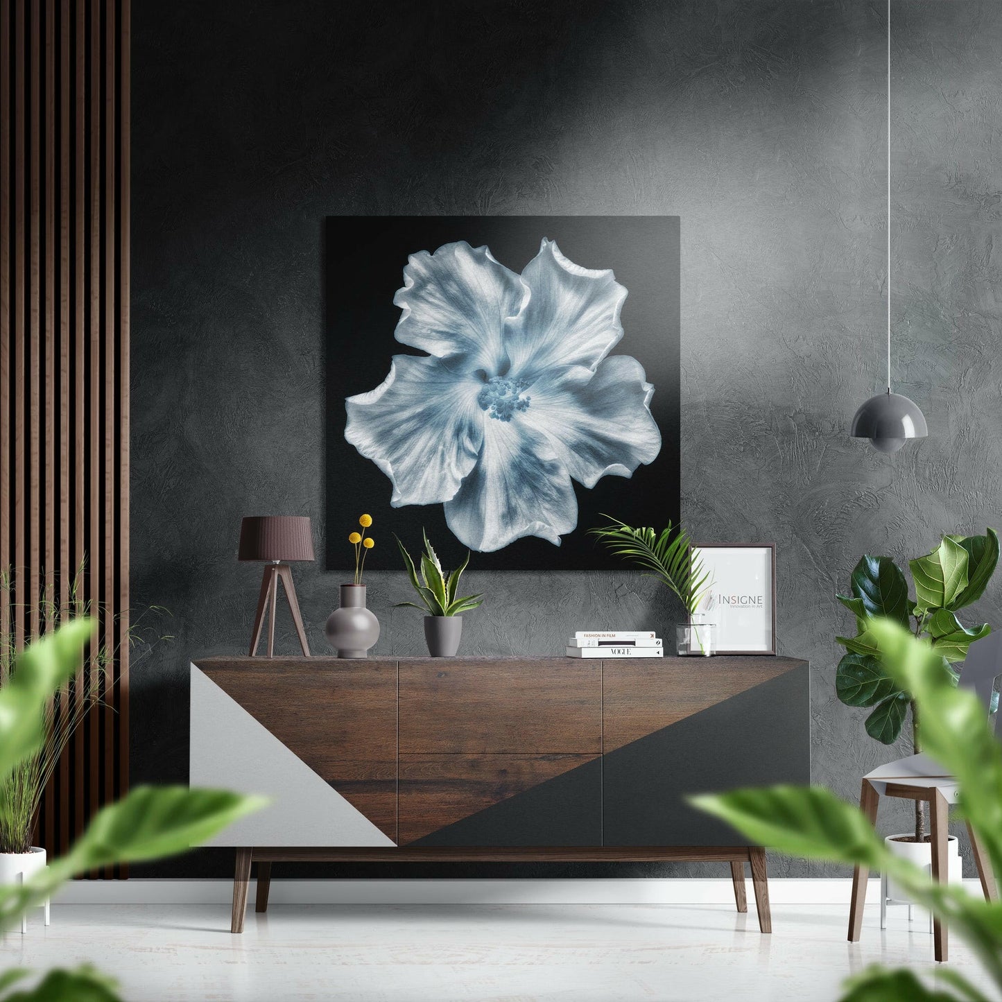 White hibiscus metal wall art floral design