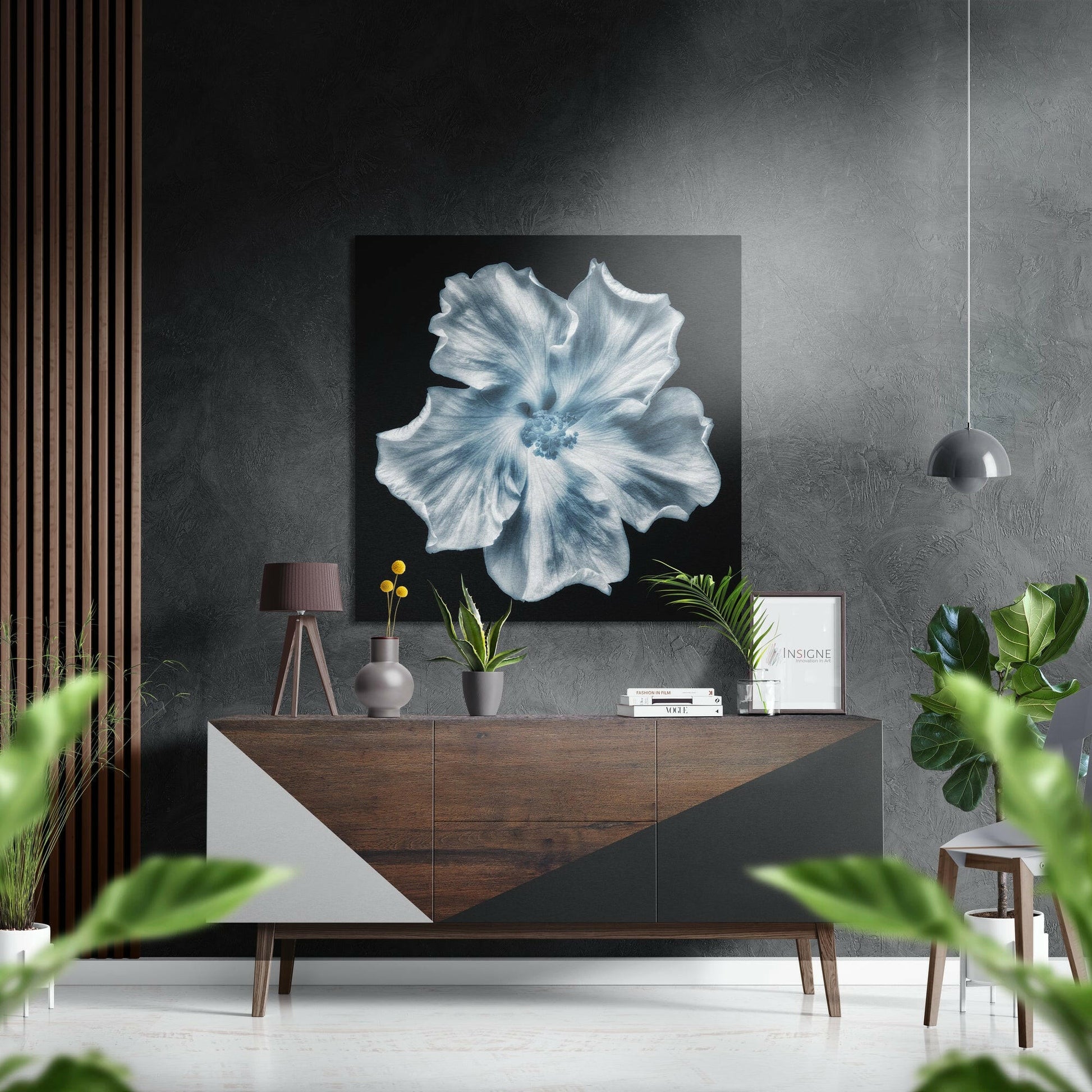 White hibiscus metal wall art floral design