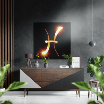 Pisces zodiac symbol metal wall art