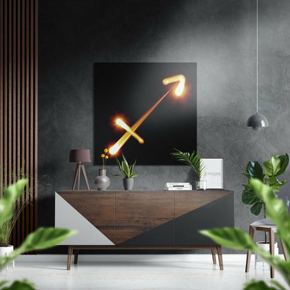 Sagittarius glowing arrow metal wall art light trail