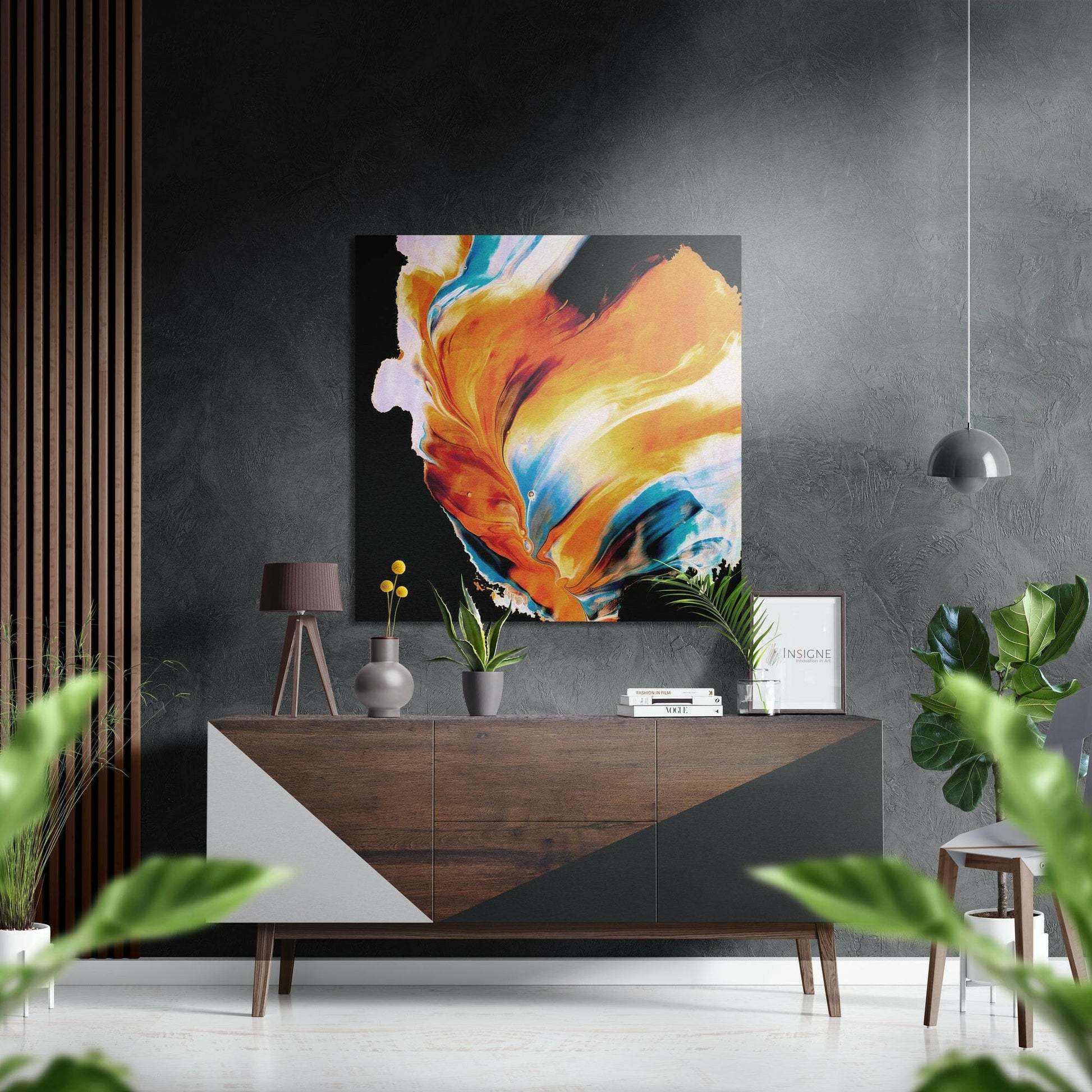 Dance of Orange metal wall art brushed aluminum
