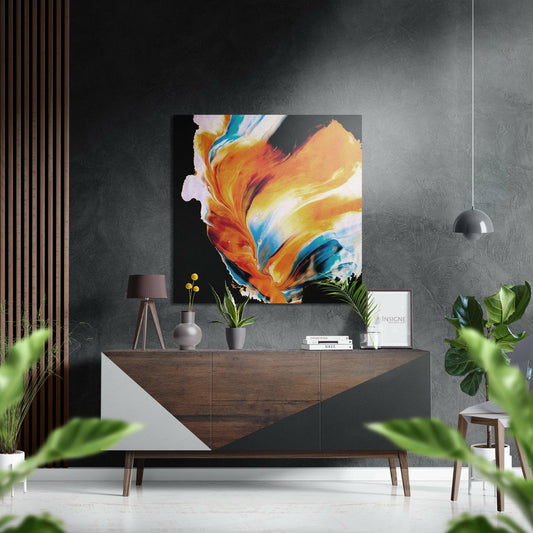 Dance of Orange metal wall art brushed aluminum