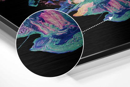 Pastel Teal Coral Marbled Paint Burst Metal Wall Art