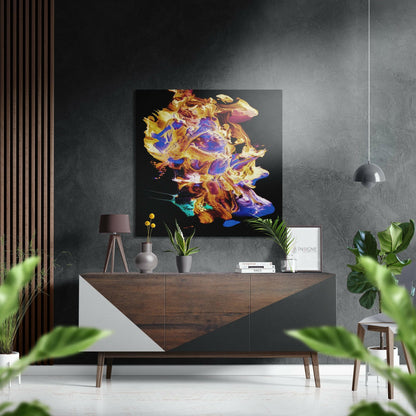 Dance of Yellow metal wall art brushed aluminum