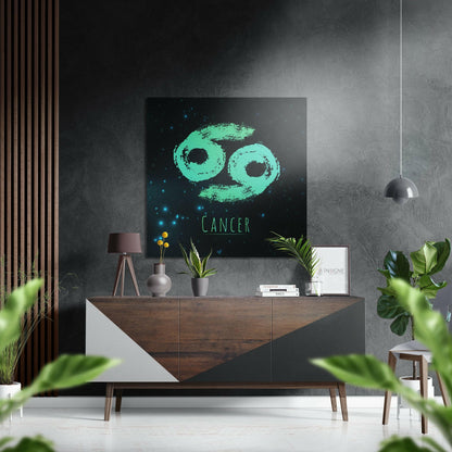 Cancer zodiac symbol brushed aluminium metal wall art