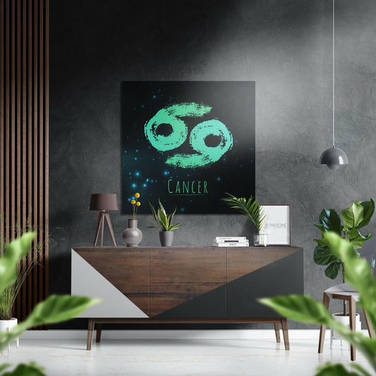 Cancer zodiac symbol brushed aluminium metal wall art