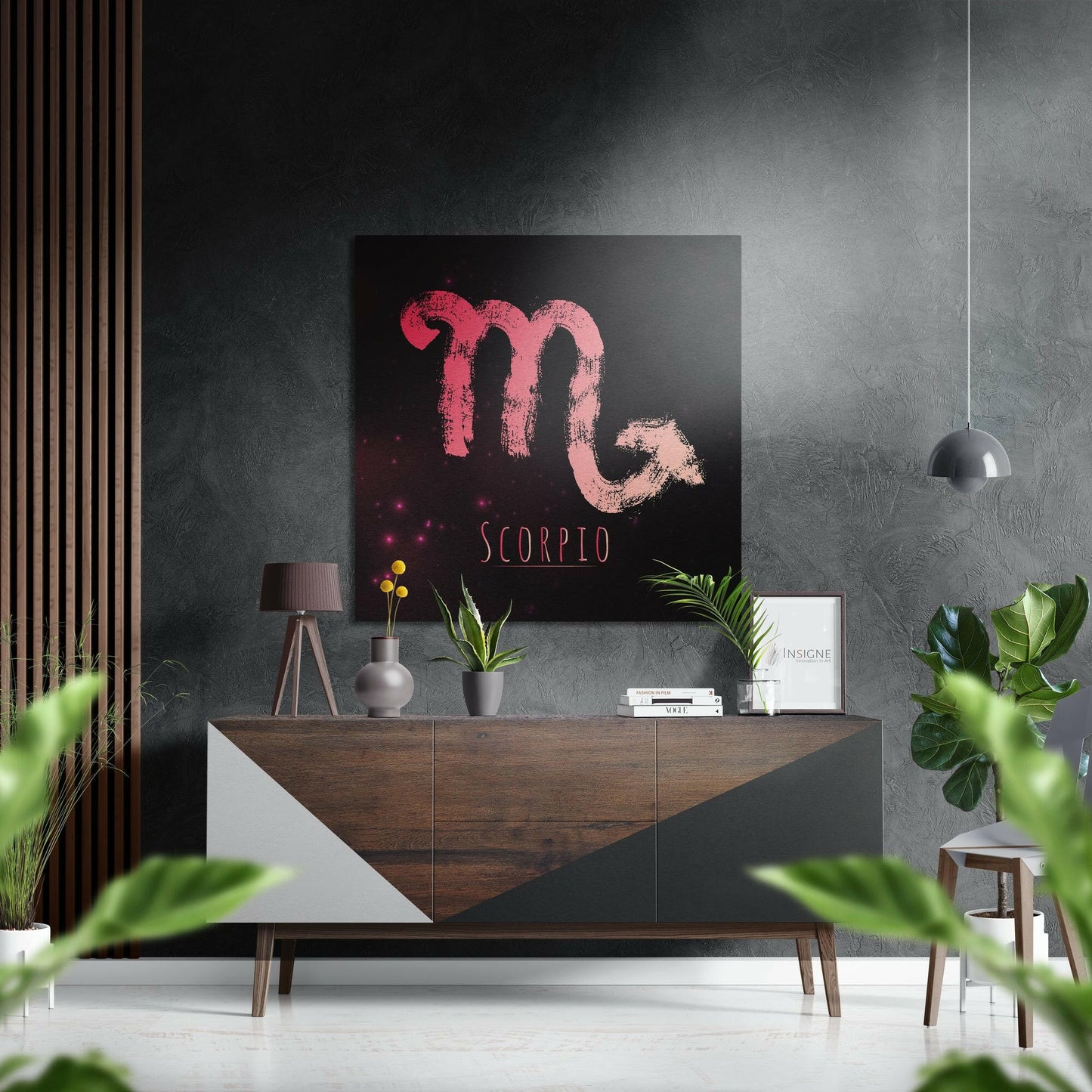 Scorpio zodiac red chalk metal wall art