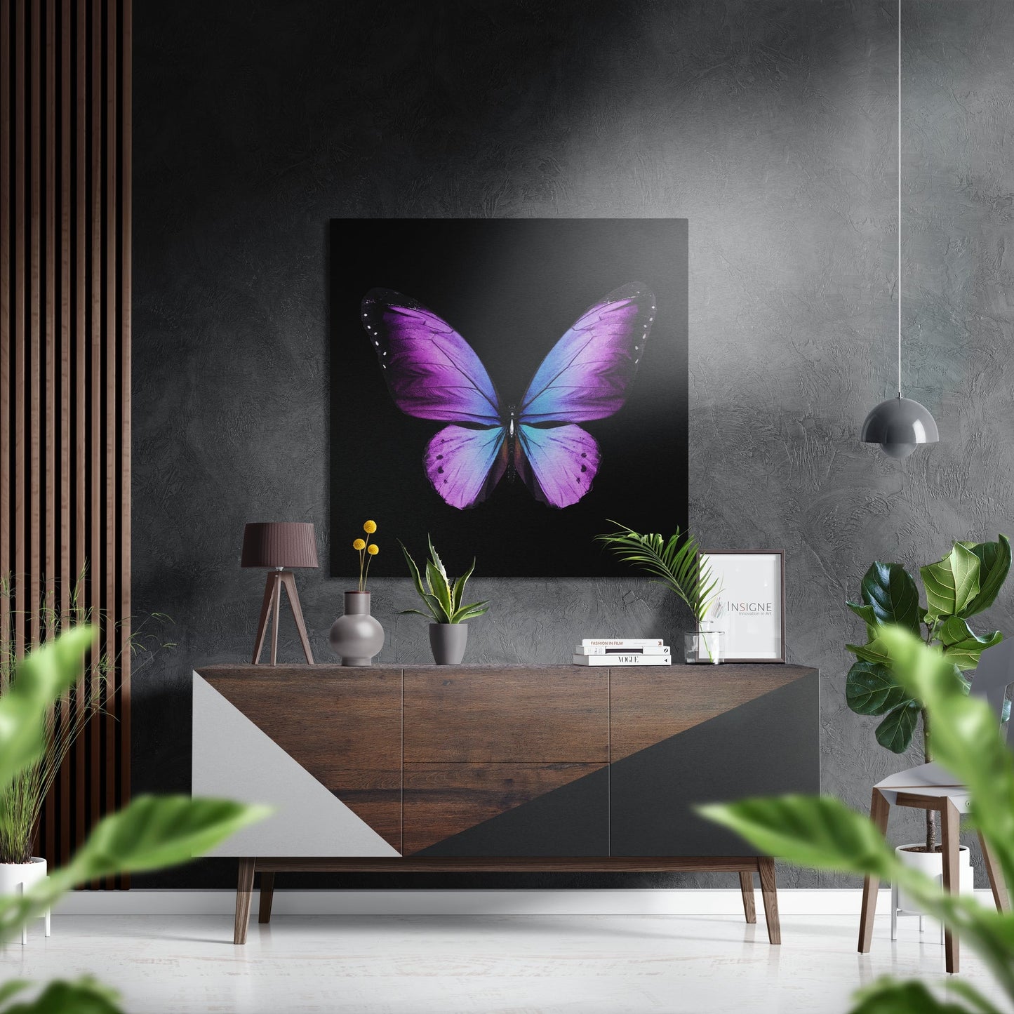 Butterfly metal wall art brushed aluminum print