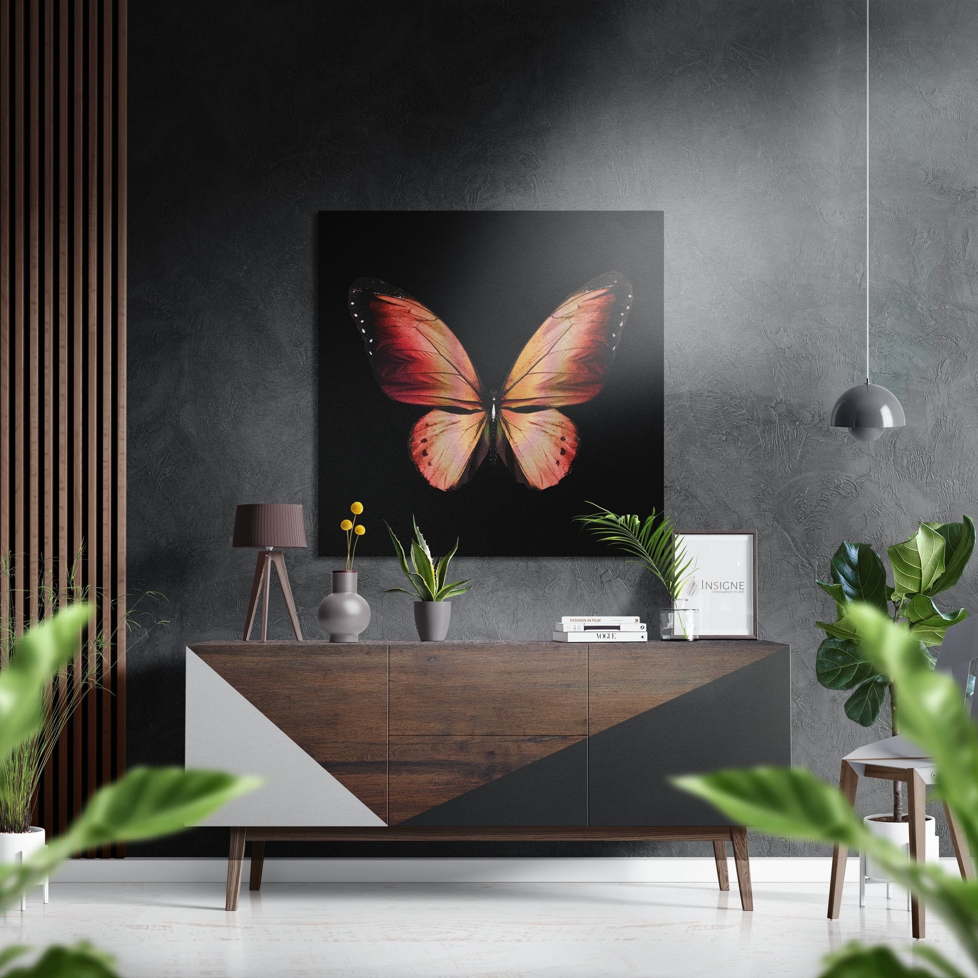 Butterfly metal wall art brushed aluminum print