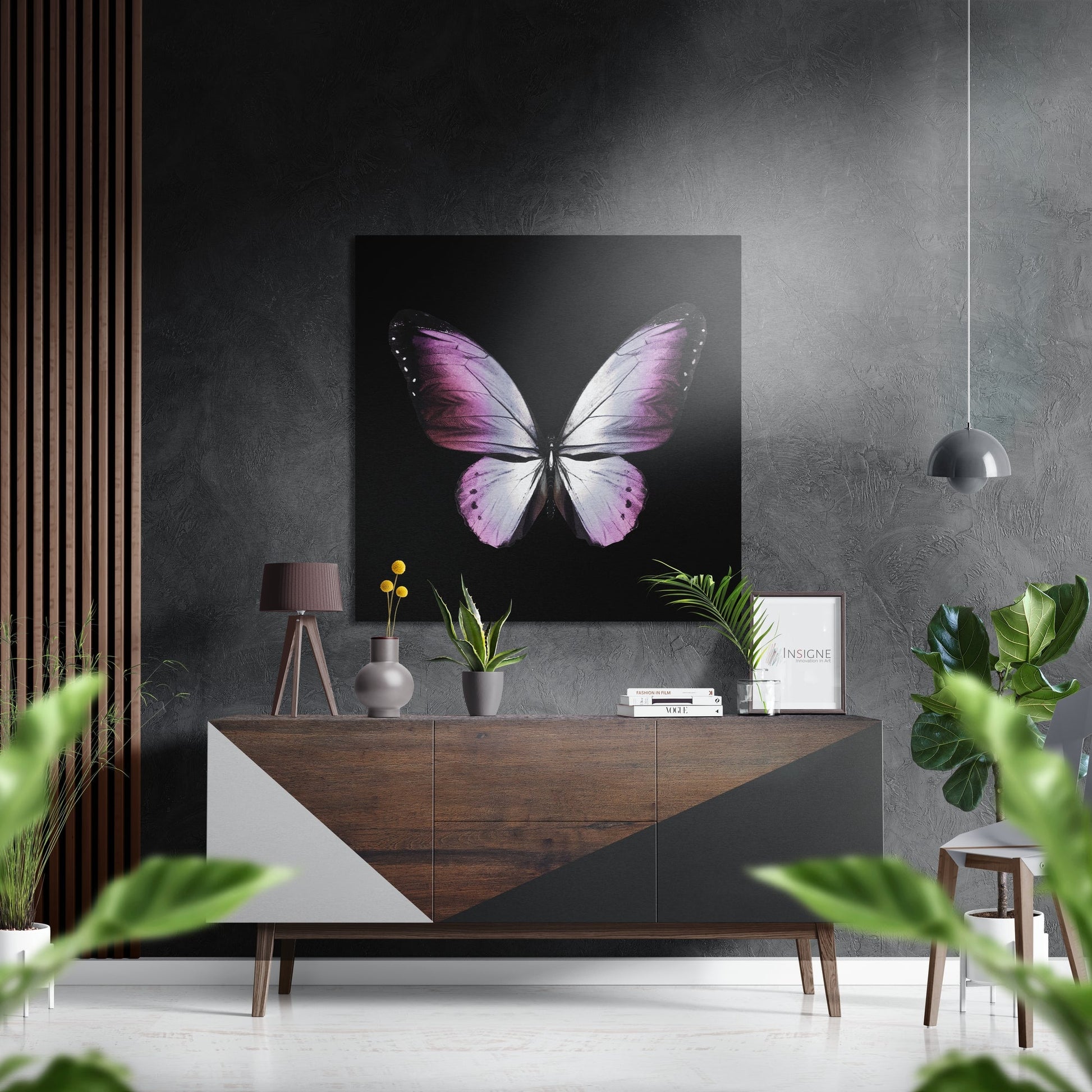 Butterfly brushed aluminum metal wall art