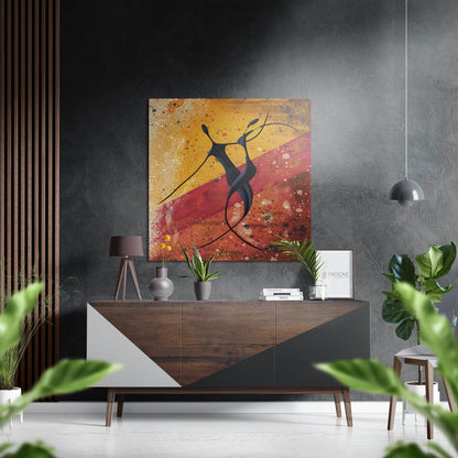 Dance silhouette metal wall art on brushed aluminum dibond