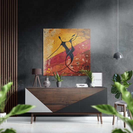 Dance silhouette metal wall art on brushed aluminum dibond