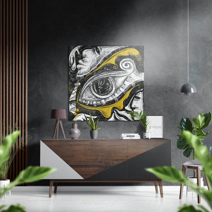 Mystic anime eye brushed aluminum metal wall art