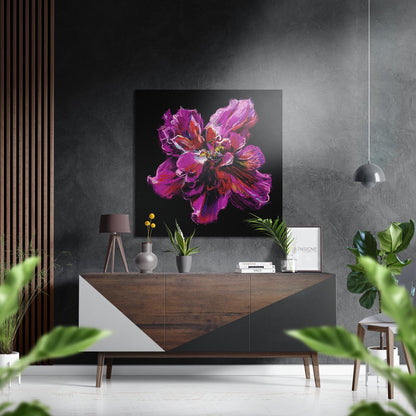 Magenta peony metal wall art