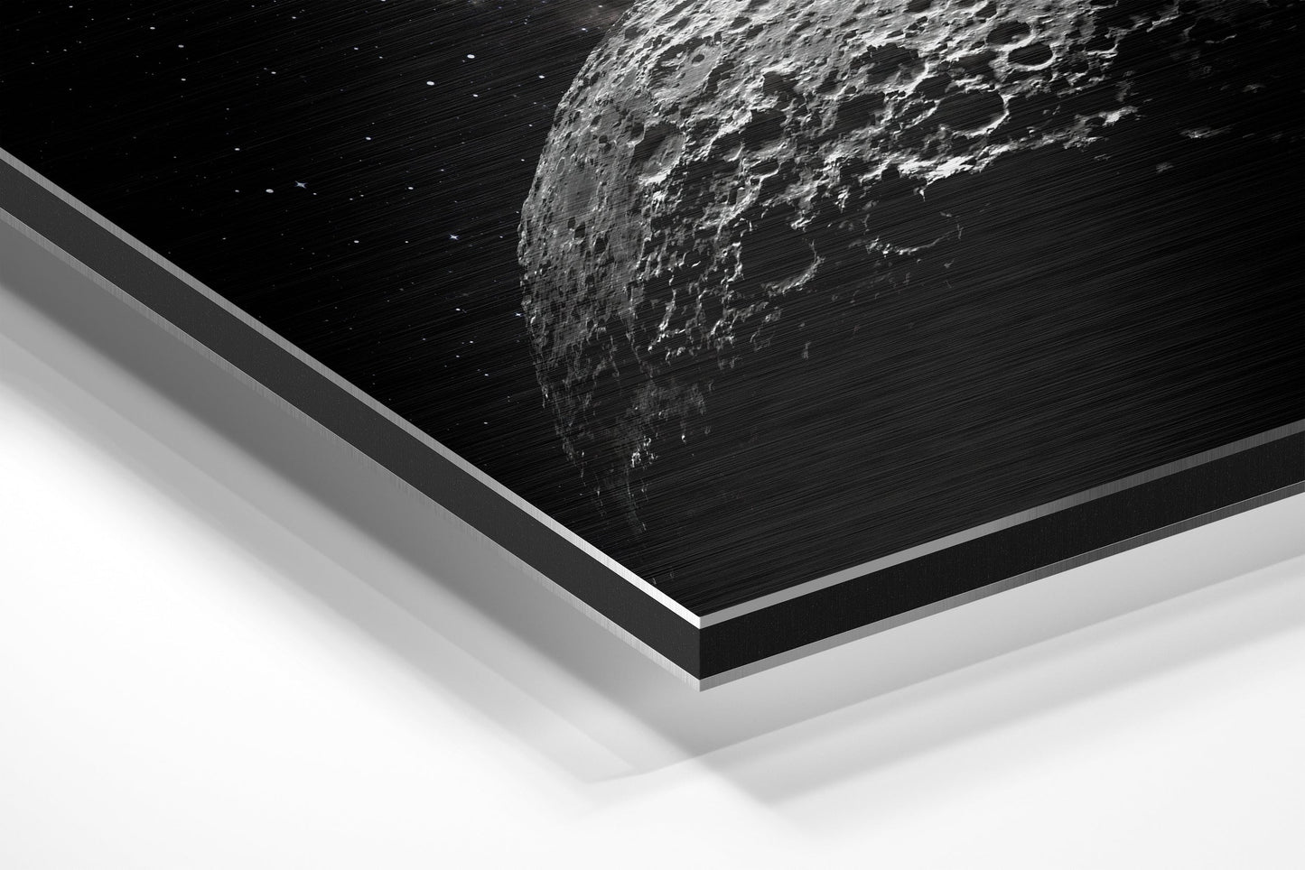 Starlit Crescent Moon Crater Metal Wall Art