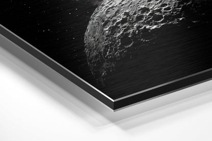 Starlit Crescent Moon Crater Metal Wall Art