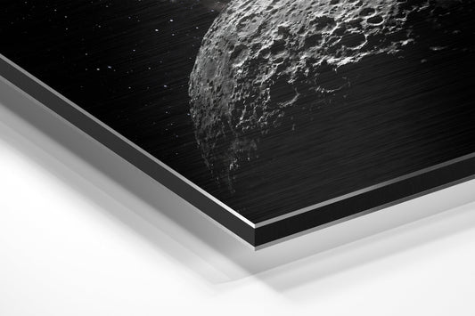Starlit Crescent Moon Crater Metal Wall Art