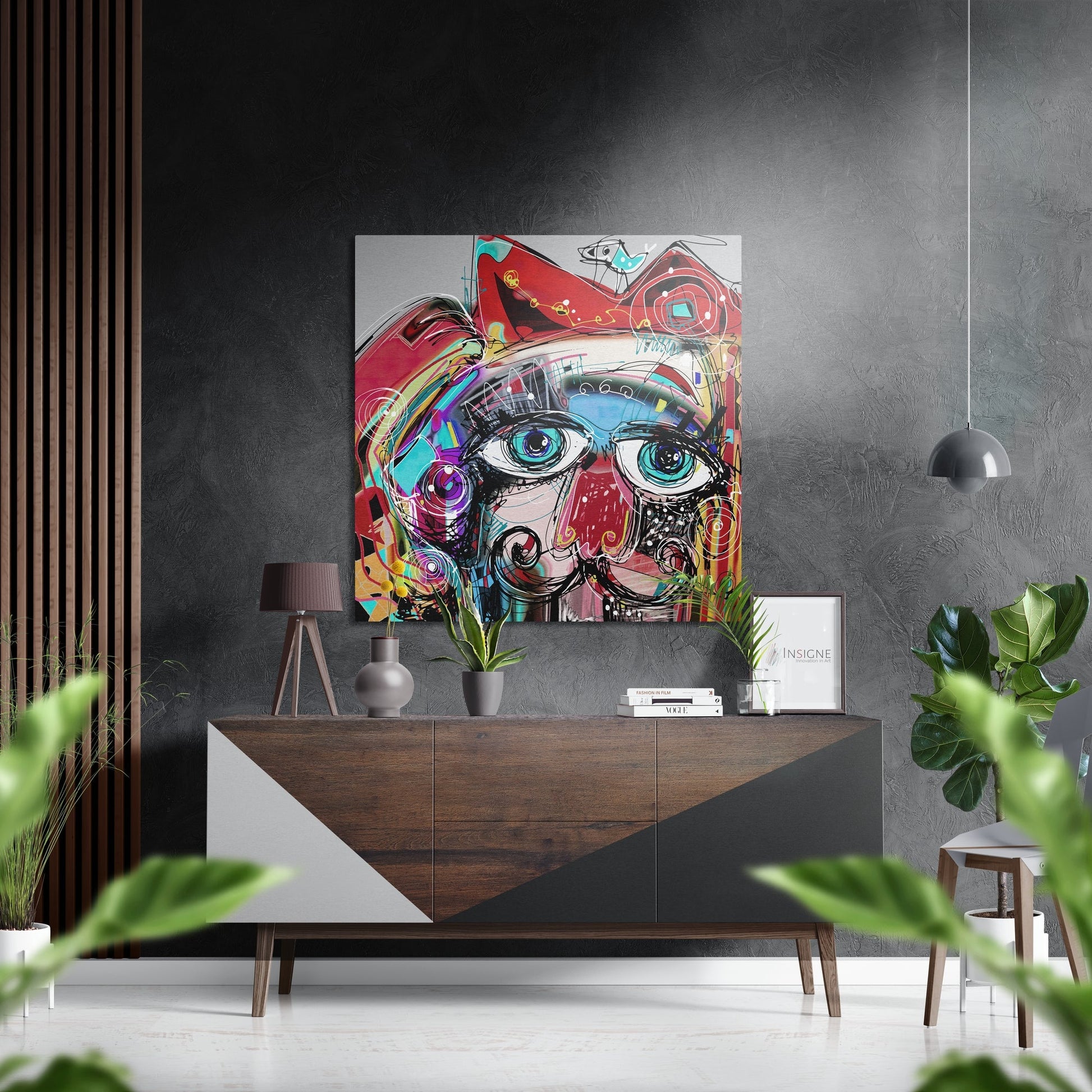 Graffiti Blue Eyes Face metal wall art street-art portrait print