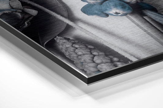 Blue Iris and Berry Botanical Metal Wall Art