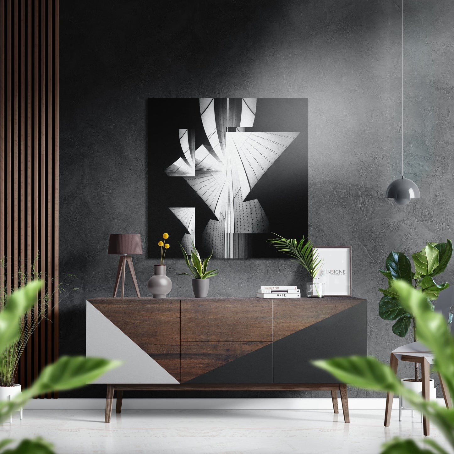 Buildings brushed aluminum metal wall art
