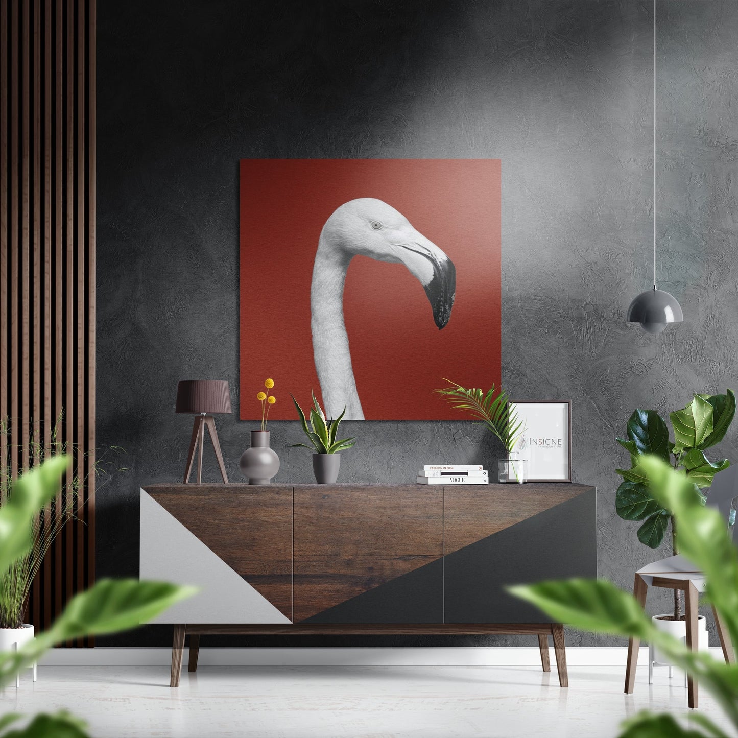Albino Flamingo aluminum print wall art