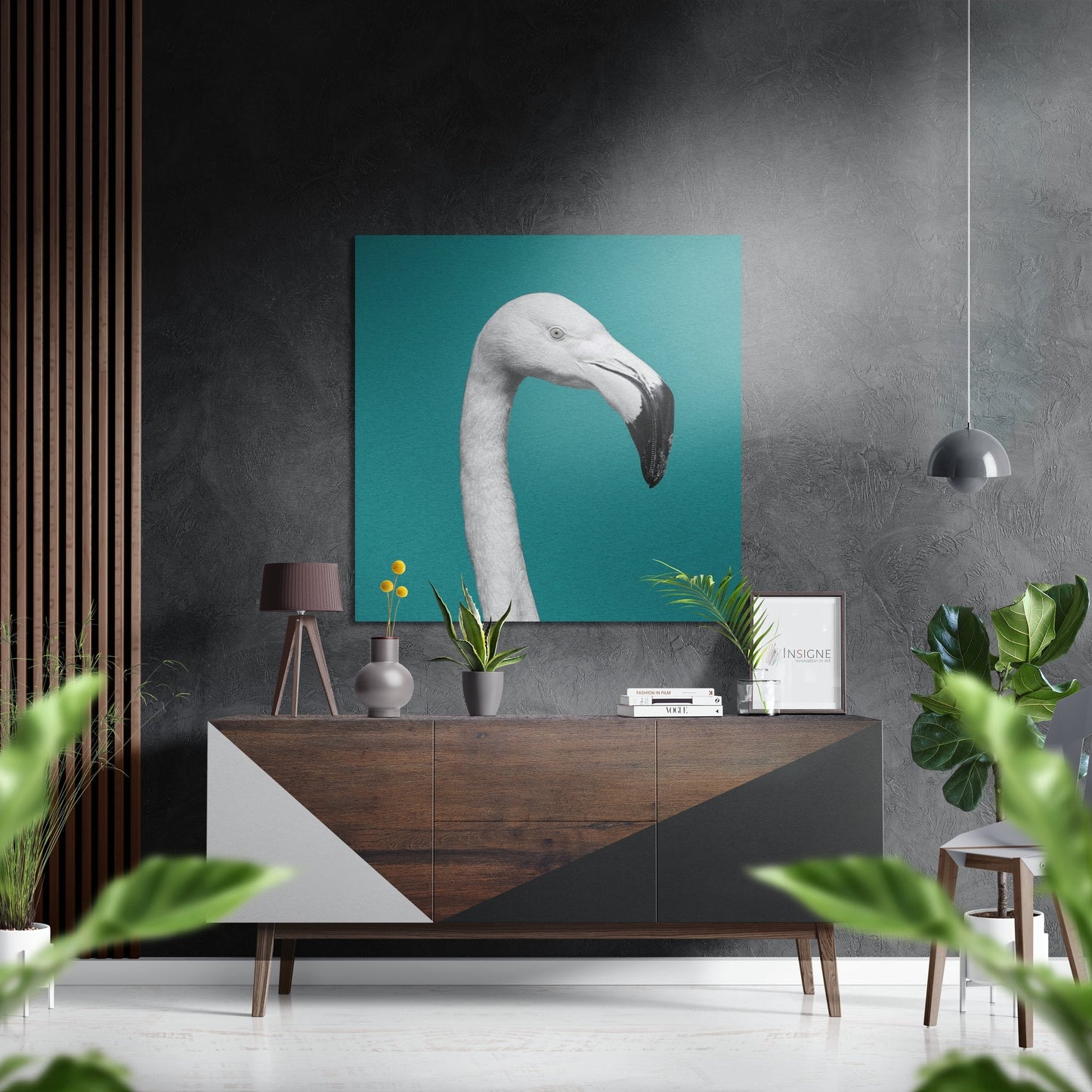 Albino Flamingo aluminum print wall art