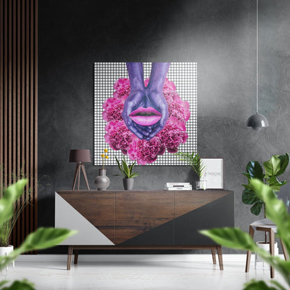 Pink Carnation Hands and Lips Metal Wall Art