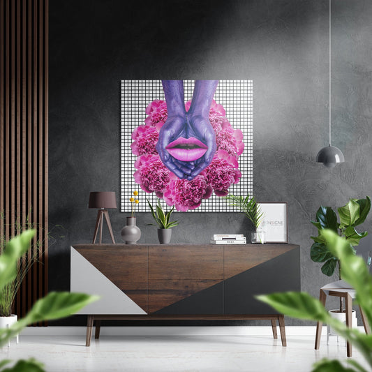 Pink Carnation Hands and Lips Metal Wall Art