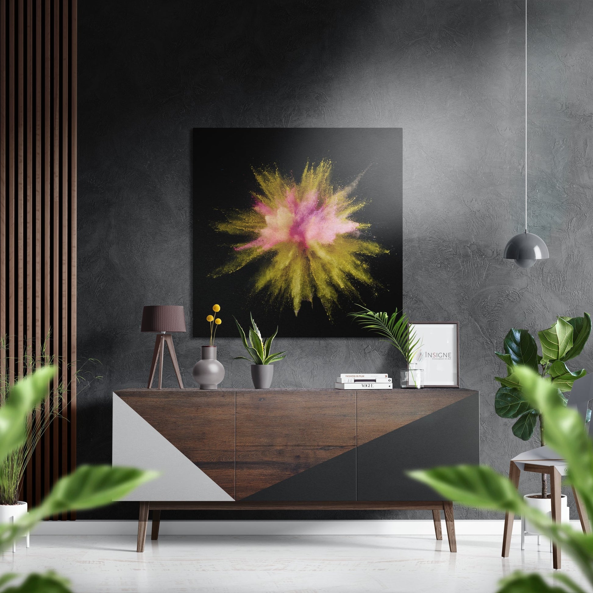Yellow Pink Powder Burst Art