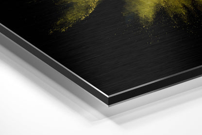 Yellow Pink Powder Burst on Black Metal Wall Art
