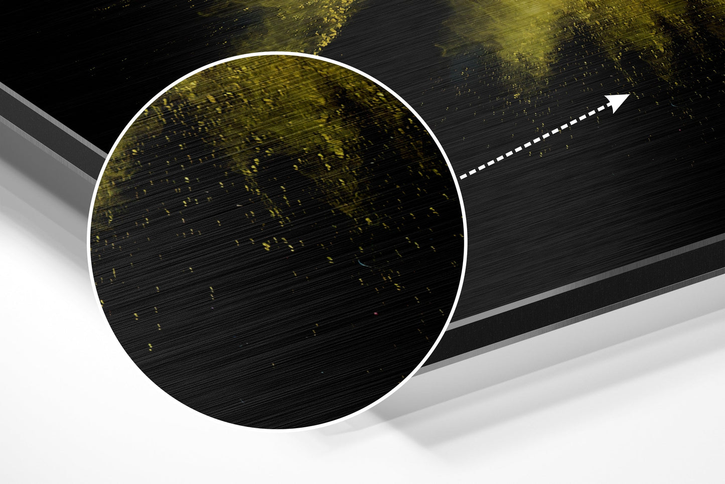 Yellow Pink Powder Burst on Black Metal Wall Art
