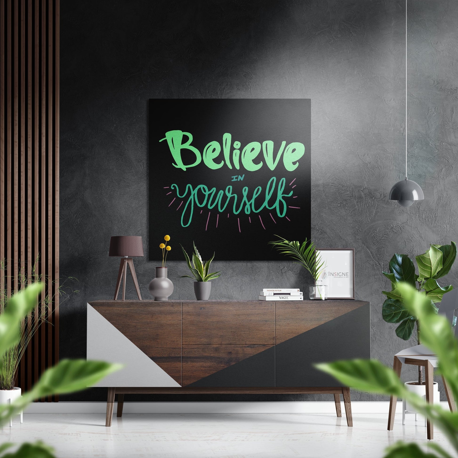 Believe in Yourself metal wall art on brushed aluminum dibond