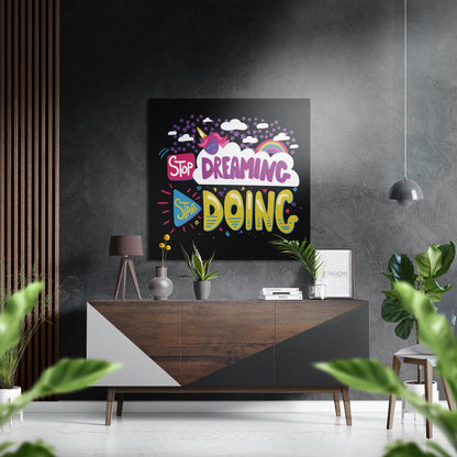 Rainbow cloud typography metal wall art