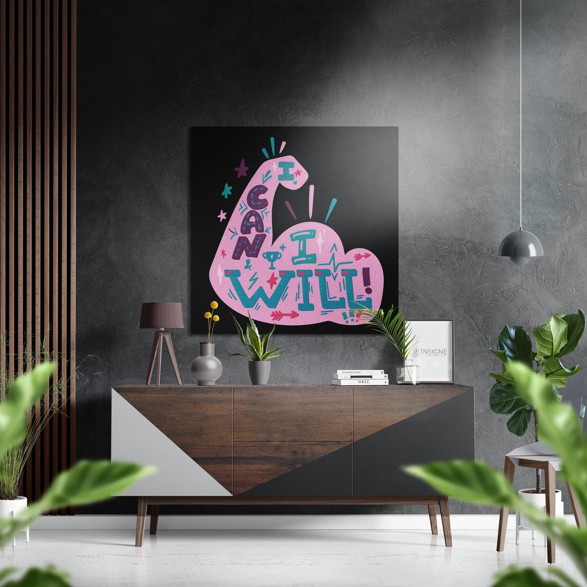 I can I will biceps metal wall art