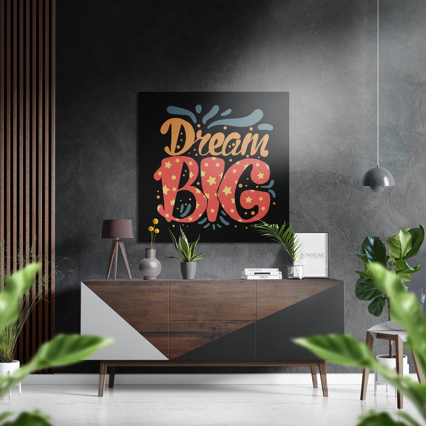 Retro Dream Big splash lettering metal wall art